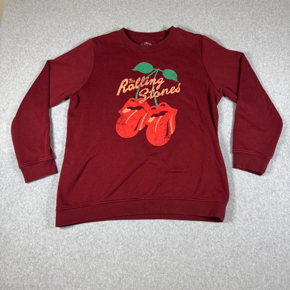 Rolling Stones Cherry Tongue‎ Graphic Sweatshirt Burgundy Red XXL